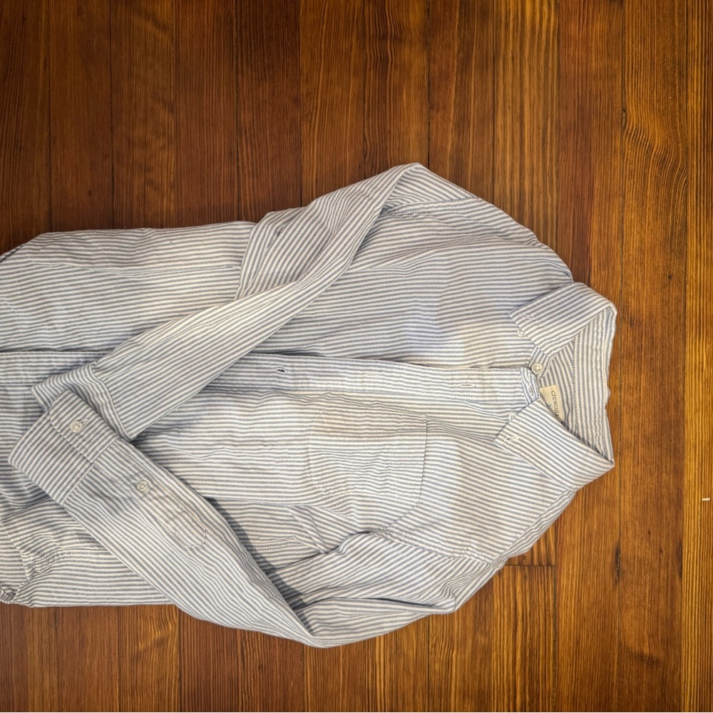 Crewcuts Boys Blue and White Stripe Button Down Shirt Size 10